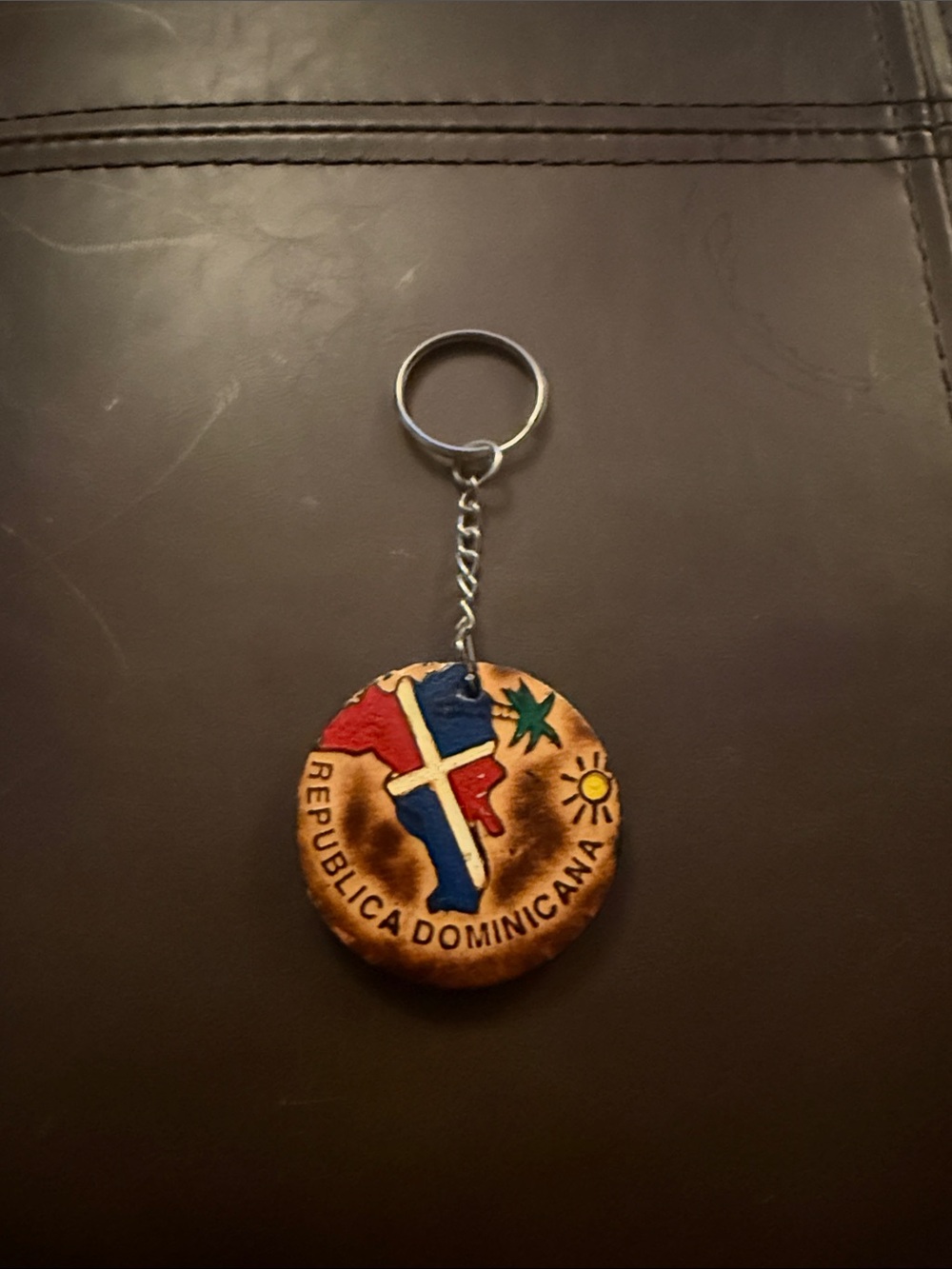Republica Dominicana Leather Souvenir Keychain - Multicolor